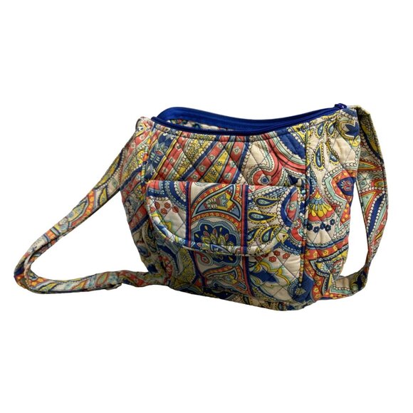 Boho Quilted Crossbody Bag Paisley Patchwork Adjustable Strap Cotton Purse - Picture 7 of 10